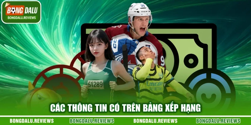 Các thông tin có trên bảng xếp hạng